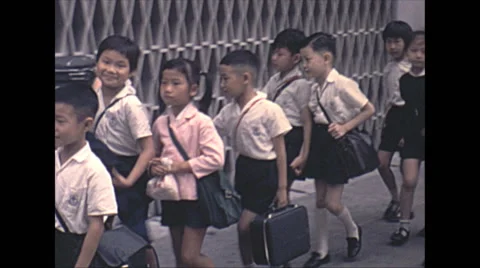 Vintage 16mm film, 1970, Hong Kong, scho... | Stock Video 