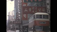 Vintage 16Mm Film, 1970, Hong Kong, City Traffic, Double Decker Bus, Taxis Stock Footage