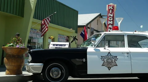 Vintage 1950's police car in downtown Stock Video Pond5