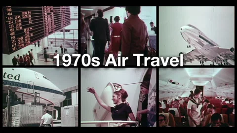 Vintage 1970s Airport Terminal | Jet Airplane Take Off | Luggage Loading Stock Footage 155212053