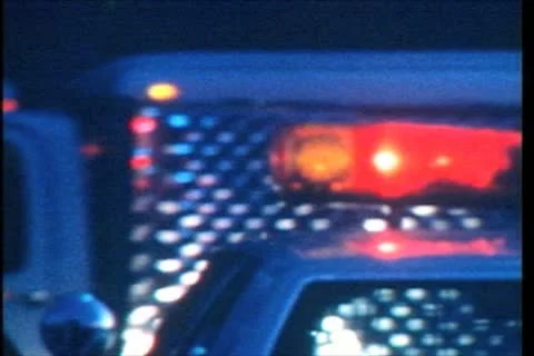 Vintage 1988 Super 8 Police Lights Stock Footage
