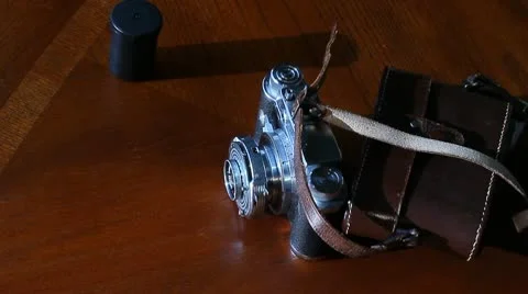 Vintage 35mm camera 2 Stock Footage