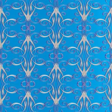 Vintage 3d damask seamless pattern. Vector light blue background. Hand drawn  Illustrazione stock