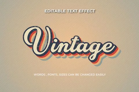 Vintage 3d editable text effect Stock Illustration