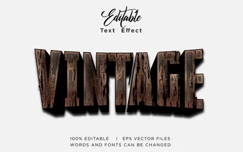 Vintage 3D Editable Text Effect Vector Design Stock Illustration