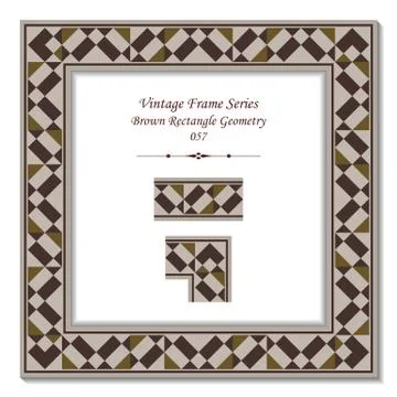Vintage 3D frame of Brown Rectangle Check Cross Geometry Illustrazione stock