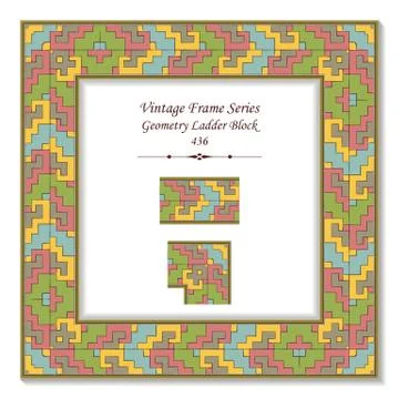 Vintage 3D frame of Geometry Ladder Block Stock Illustration