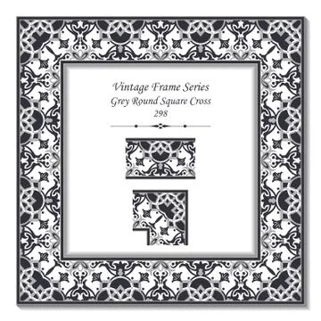 Vintage 3D frame of Grey Round Square Cross Kaleidoscope Stock Illustration