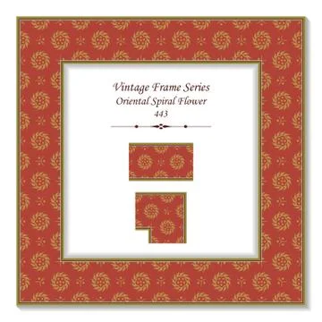Vintage 3D frame of Oriental Red Spiral Flower 스톡 일러스트