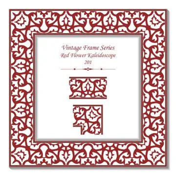 Vintage 3D frame of Red Flower Kaleidoscope 스톡 일러스트