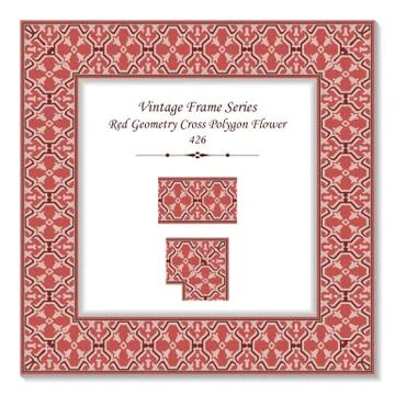 Vintage 3D frame of Red Geometry Cross Polygon Flower 스톡 일러스트