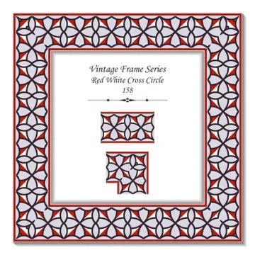 Vintage 3D frame of Red White Cross Circle 스톡 일러스트