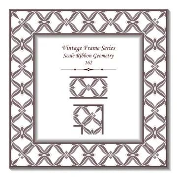 Vintage 3D frame of Scale Curve Ribbon Geometry Stock Illustration