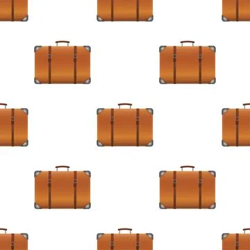 Vintage 3d illustration pattern with suitcase on white background. Retro Иллюстрация