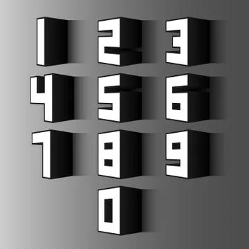 Vintage 3d number set Stock Illustration