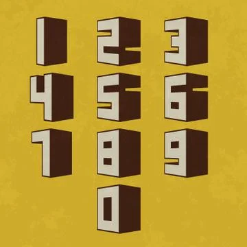 Vintage 3d number set Stock Illustration