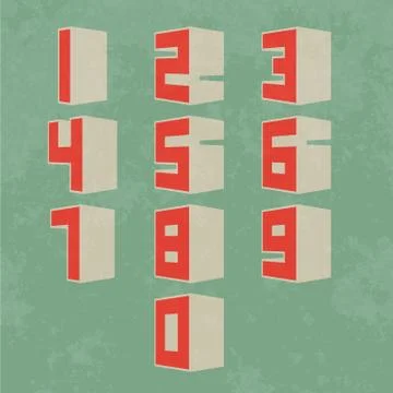 Vintage 3d number set Stock Illustration