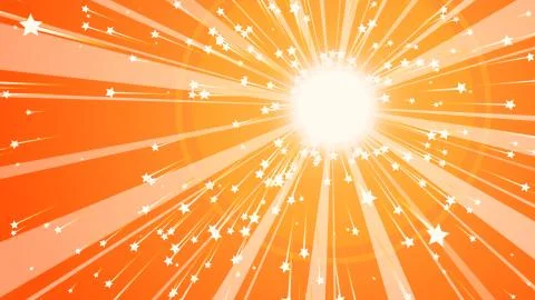 A vintage 3d rendering of a shimmering sun with wide and narrow rays glowing  Stock Illustration