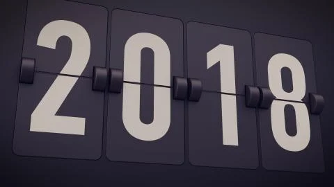 A vintage 3d rendering of a white time flipclock on the black plastic surface Stock Illustration