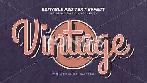 Vintage 3d retro style text effect PSD Template