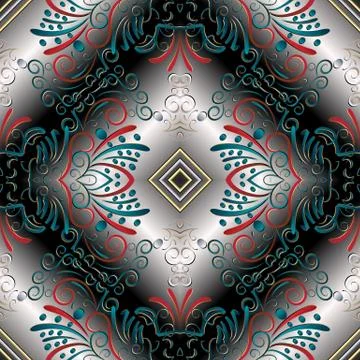 Vintage 3d seamless pattern. Vector floral modern background. Vi Stock Illustration