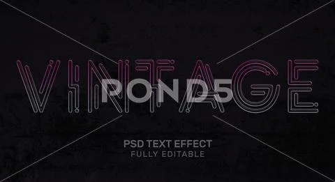 Vintage 3D Text Style Effect Mockup - PSD Template PSD Template