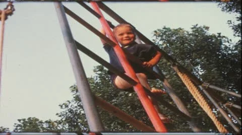 Vintage 8 mm film: Children gymnastics, Germany, 1960s Stock Footage