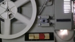 Vintage 8 mm movie projector film reel r, Stock Video