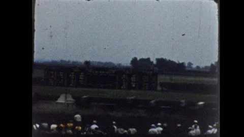 Vintage 8mm film 1939 USA horse race Stock Footage