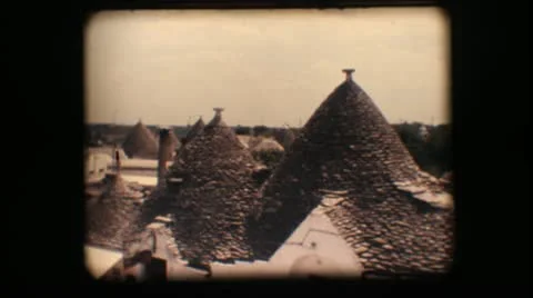 Vintage 8mm. Trulli in Alberobello Stock Footage