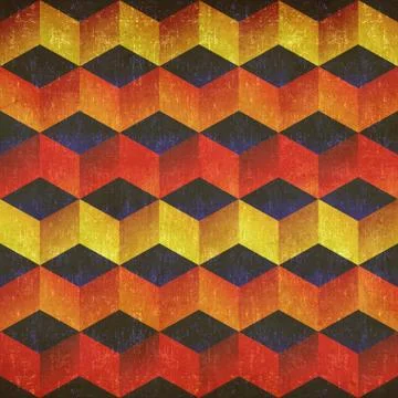 Vintage abstract cube colorful pattern イラスト素材