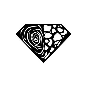Vintage abstract diamond with earth elements vector icon Stock Illustration