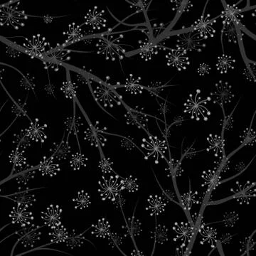 Vintage abstract pattern with black gray branches on background for decoratio Stock Illustration