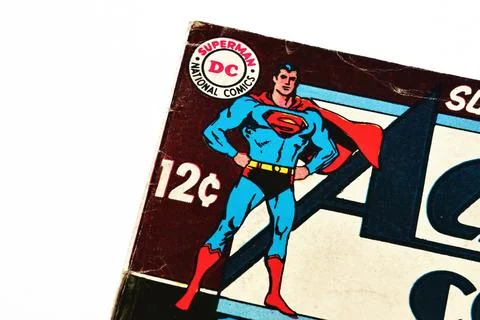 Vintage Action Comics by DC Comics featuring Superman and Supergirl Stock Photos
