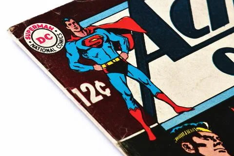 Vintage Action Comics by DC Comics featuring Superman and Supergirl Stock Photos