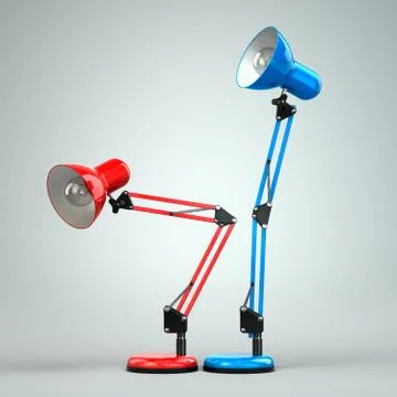 Vintage adjustable desk lamps simulate sex. Illustrazione stock