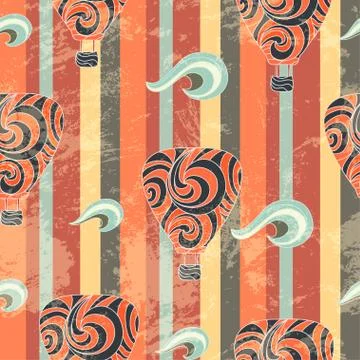 Vintage air balloon seamless pattern Stock Illustration