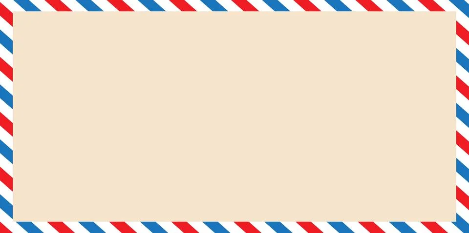 Vintage airmail envelope frame. Empty blank. Retro air mail postcard with d.. Stock Illustration