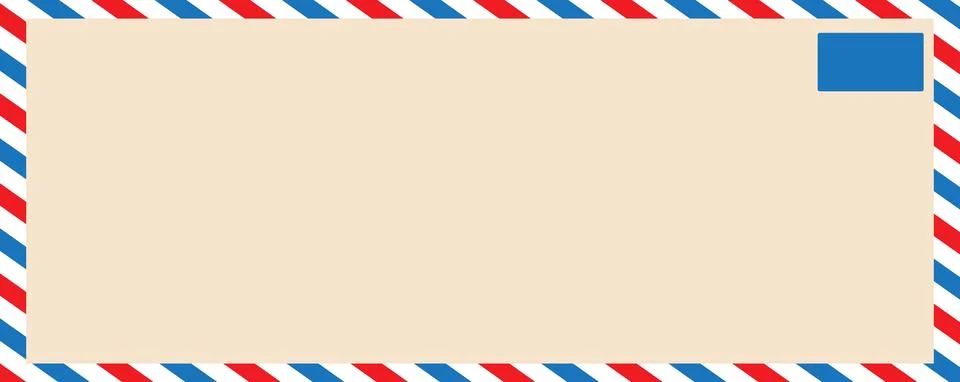 Vintage airmail envelope frame. Empty blank. Retro air mail postcard with d.. Stock Illustration
