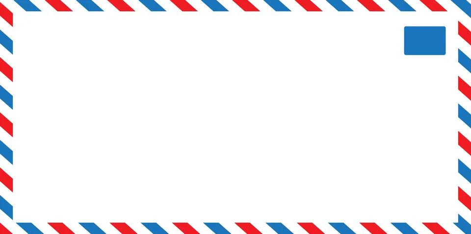 Vintage airmail envelope frame. Empty blank. Retro air mail postcard with d.. Stock Illustration