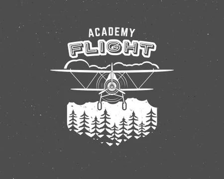 Vintage airplane emblem. Biplane label. Retro Plane badge, design elements Illustrazione stock