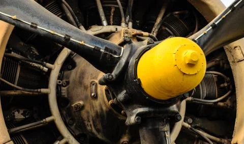 Vintage airplane engine Stock Photos
