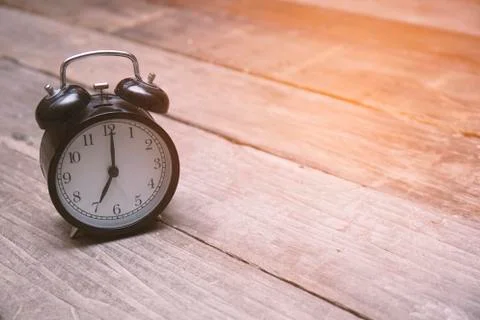 Vintage alarm clock with copy space Stock Photos