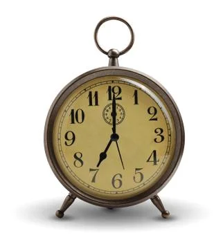 Vintage alarm clock isolated on white background Stock Photos