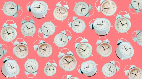 Vintage alarm clocks ringing time animation background Stock Footage 204851344