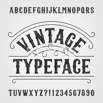 Vintage alphabet. Retro distressed alphabet vector font. Stock Illustration