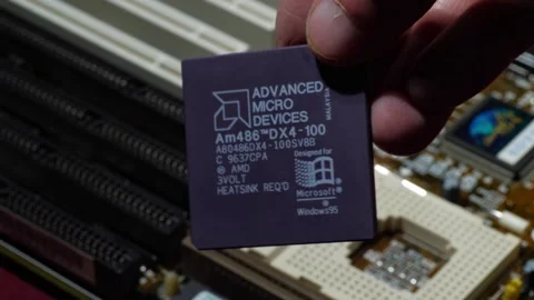 Vintage AMD 486DX4-100 CPU Stock Footage 295756025