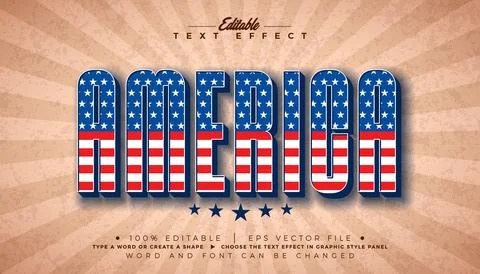 Vintage America Editable Text Effect Graphic Style Design with United States  イラスト素材