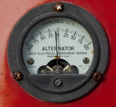 Vintage ampermeter on red panel Stock Photos