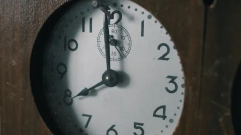 Vintage Analog Clock with Ticking Second Hand Macro Stock Footage 320889178